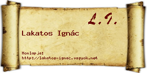 Lakatos Ignác névjegykártya