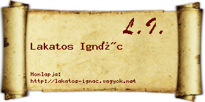 Lakatos Ignác névjegykártya